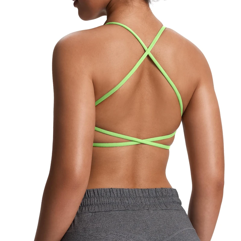 Aoxjox Women's Workout Sports Bras Fitness Backless Padded Ivy Low Impact Bra Yoga Crop Tank Top, Paradise Green, XS