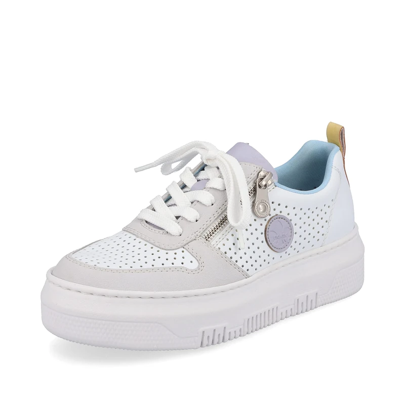 Rieker Women Lace-Up Shoes M1905, Ladies Casual lace-up Shoes,Sneakers,Low Shoe,Sneaker,Laces,Sporty,White (Weiss Kombi / 80),36 EU / 3.5 UK