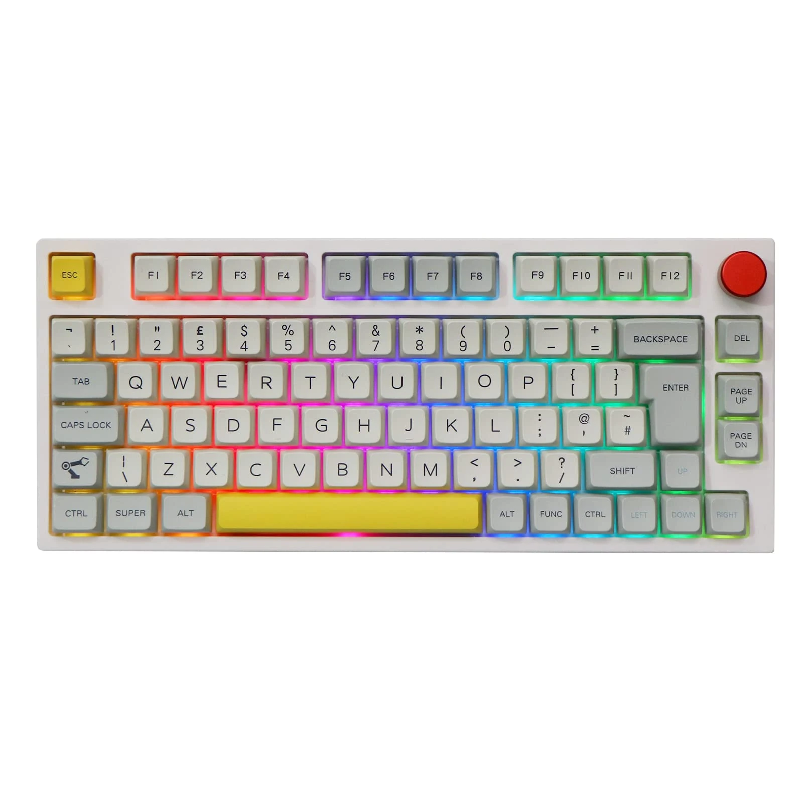 EPOMAKER Theory TH80 PRO 75% ISO(UK) Hot Swap RGB 2.4Ghz/Bluetooth 5.0/Wired Mechanical Keyboard with MDA PBT Keycaps, 4000mah Battery, Knob Control for WIN/Mac/PS4/PS5/Xbox (Flamingo Switch)