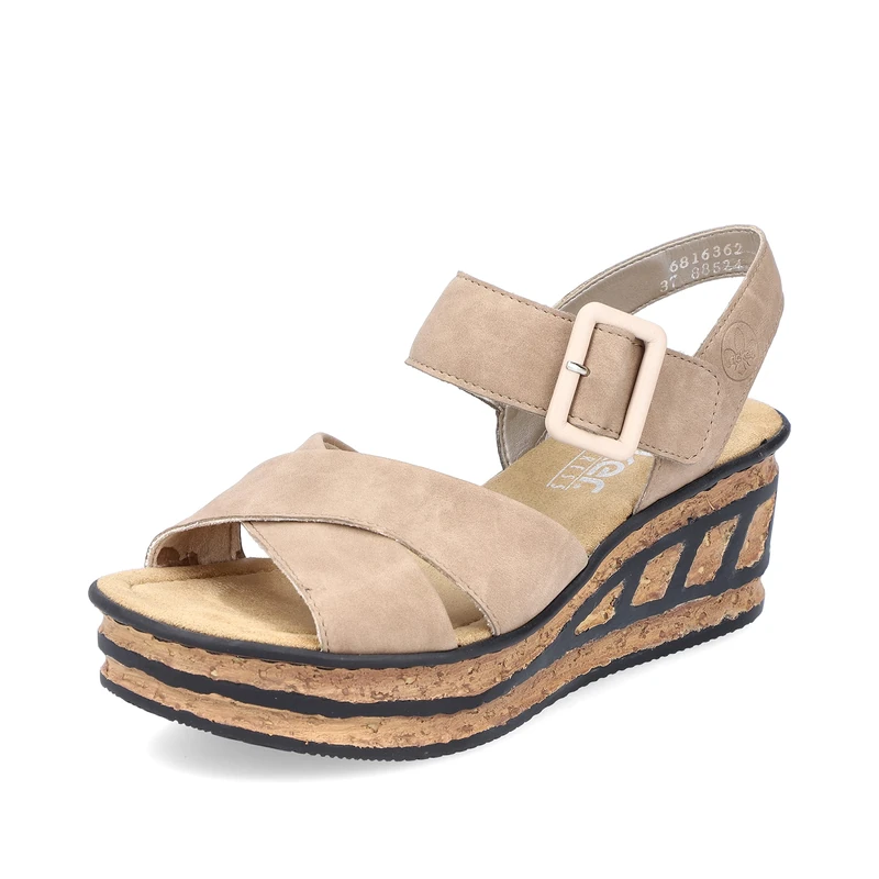 Rieker Women Sandals 68163, Ladies Platform Sandals,Platform Sandal,Summer Shoe,Comfortable,Thick Sole,Beige (Beige / 62),36 EU / 3.5 UK