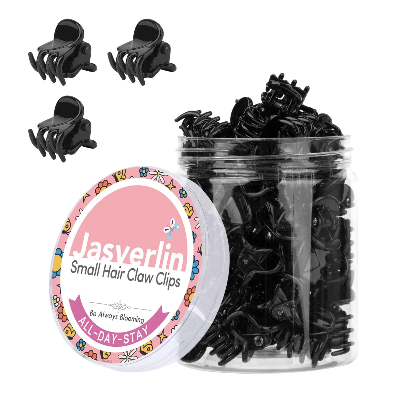 JASVERLIN Mini Hair Clips, Non-Slip Small Plastic Short Hair Claw Accessories for Women Girls 50 pcs (Black)