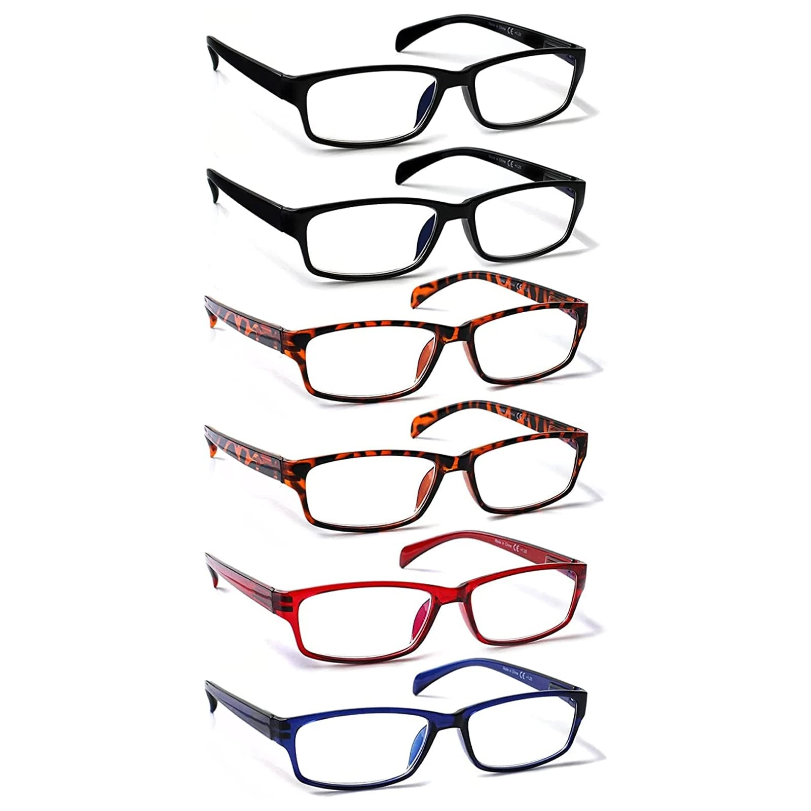 Kerecsen 6 Pack Fashion Reading Glasses for Women Men Blue Light Blocking Anti UV Readers with Spring Hinge