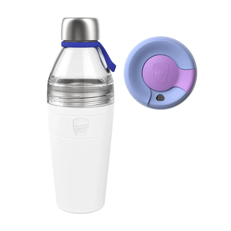KeepCup Cup-to-Bottle Kit, 2 in 1 Reusable Water Bottle and Travel Mug, Insulated Stainless Steel & Plastic Dual Opening with Leakproof Sipper Lid - 660ml Bottle to 16oz Cup - Twilight Clear