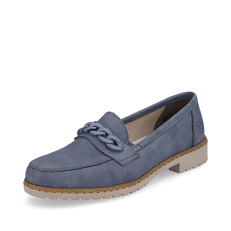 Rieker Women's Mokassin Loafer, Blue, 5 UK