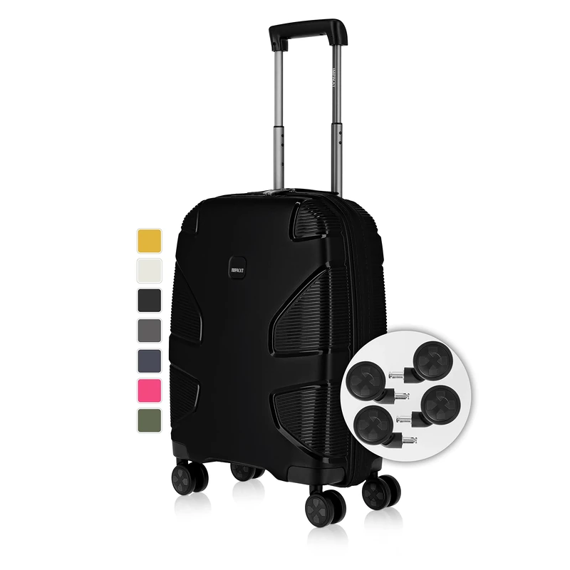 IMPACKT IP1 4-Wheel Hard case Made from Recycled Material, Sustainable Travel Suitcase with Interchangeable Click Wheels, Lava Black, 76 cm (Größe L), Casual