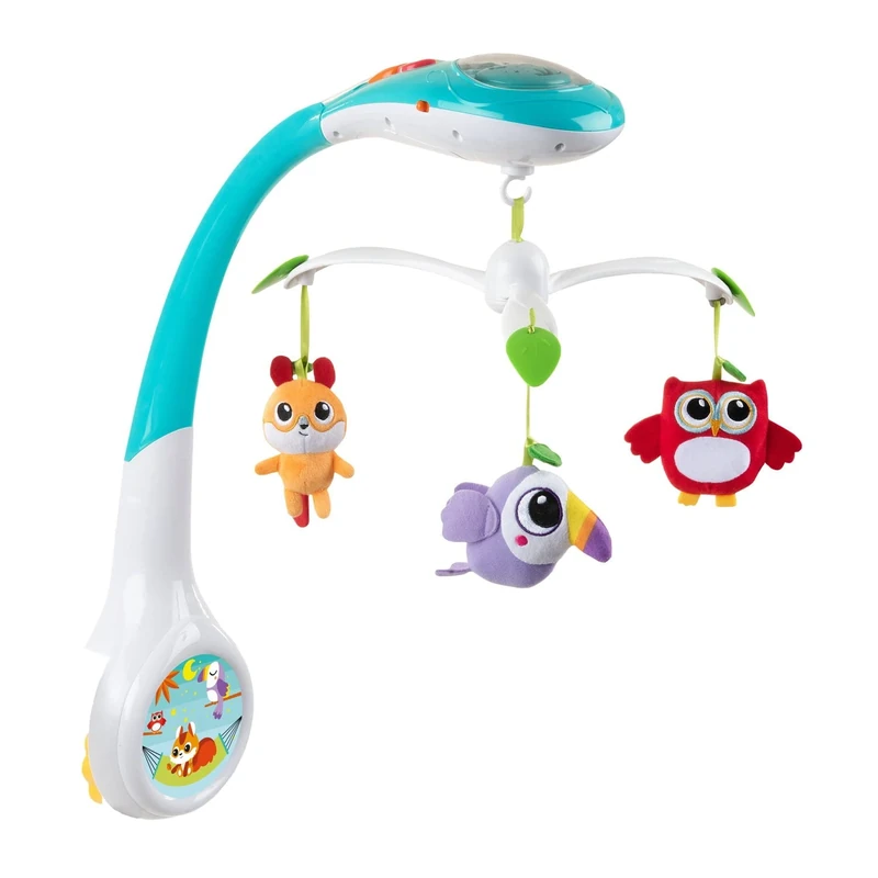 Chicco Electronic Carillon with Projector, Newborns Electronic Wind Chime, Relaxing Music and Light Projector for Crib and Crib, 3 Removable Plush Stuffed Animals, 0+ Months