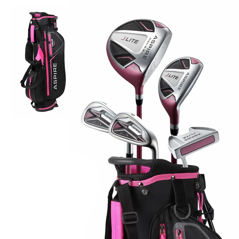 Aspire Xlite Super Performance Precise Junior Golf Club Set, Pink Set for Girls Ages 6 to 8, Right Handed