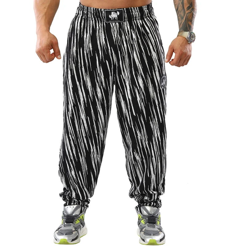 BGSM Men's Baggy Sweatpants, Loose Fit Gym Workout Pants with Pockets, Whiteclaw, Medium