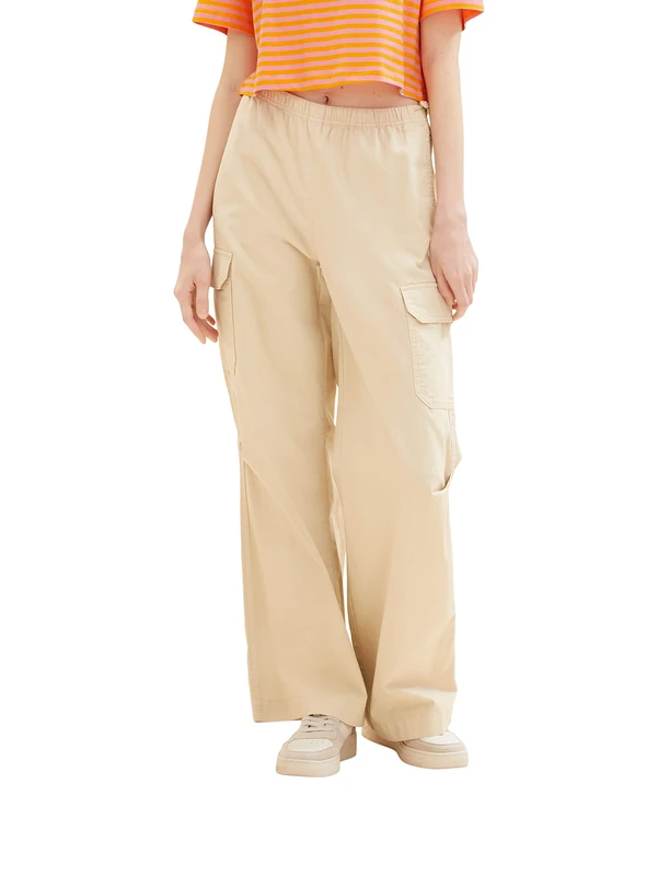 TOM TAILOR Denim Women's Straight Fit Cargo Trousers, 31700 - Dusty Sand Beige, XS - Image 1