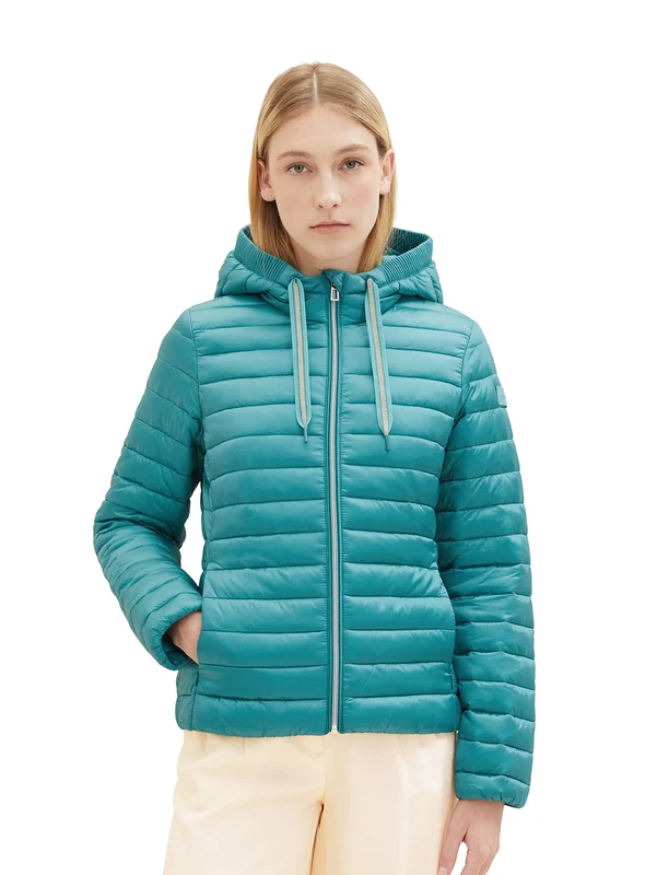 TOM TAILOR Women's Lightweight Quilted Jacket with Hood, 21178-ever Green, XL