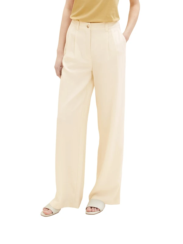 TOM TAILOR Women's 1036638 Lea Straight Fit Pant, 31649-Ivory Ecru, 32W x 30L