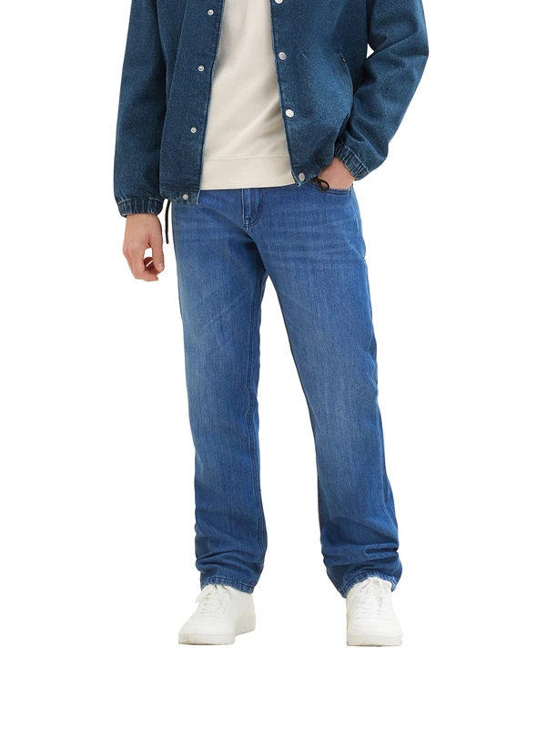 TOM TAILOR Men's 1036289 Marvin Straight Jeans, 10119-Used Mid Stone Blue Denim, 33 W/34 L