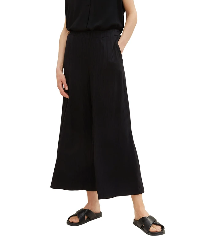 TOM TAILOR Women's 1036682 Basic Culotte Pant, 14482-Deep Black, 44 / 26L
