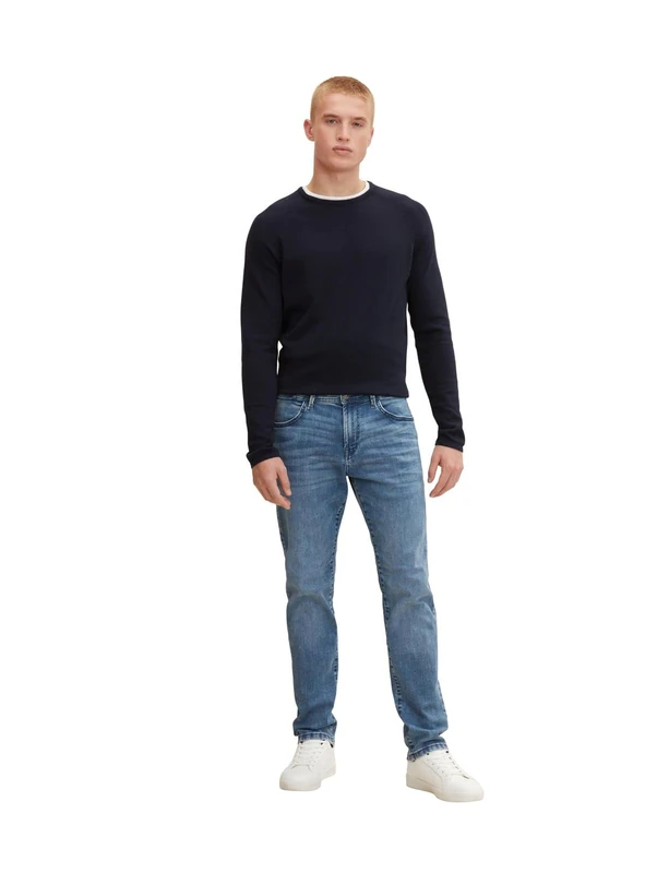 TOM TAILOR Men's 1036291 Josh Regular Slim Jeans, 10113 Clean Mid Stone Blue Denim, 33 W/32 L