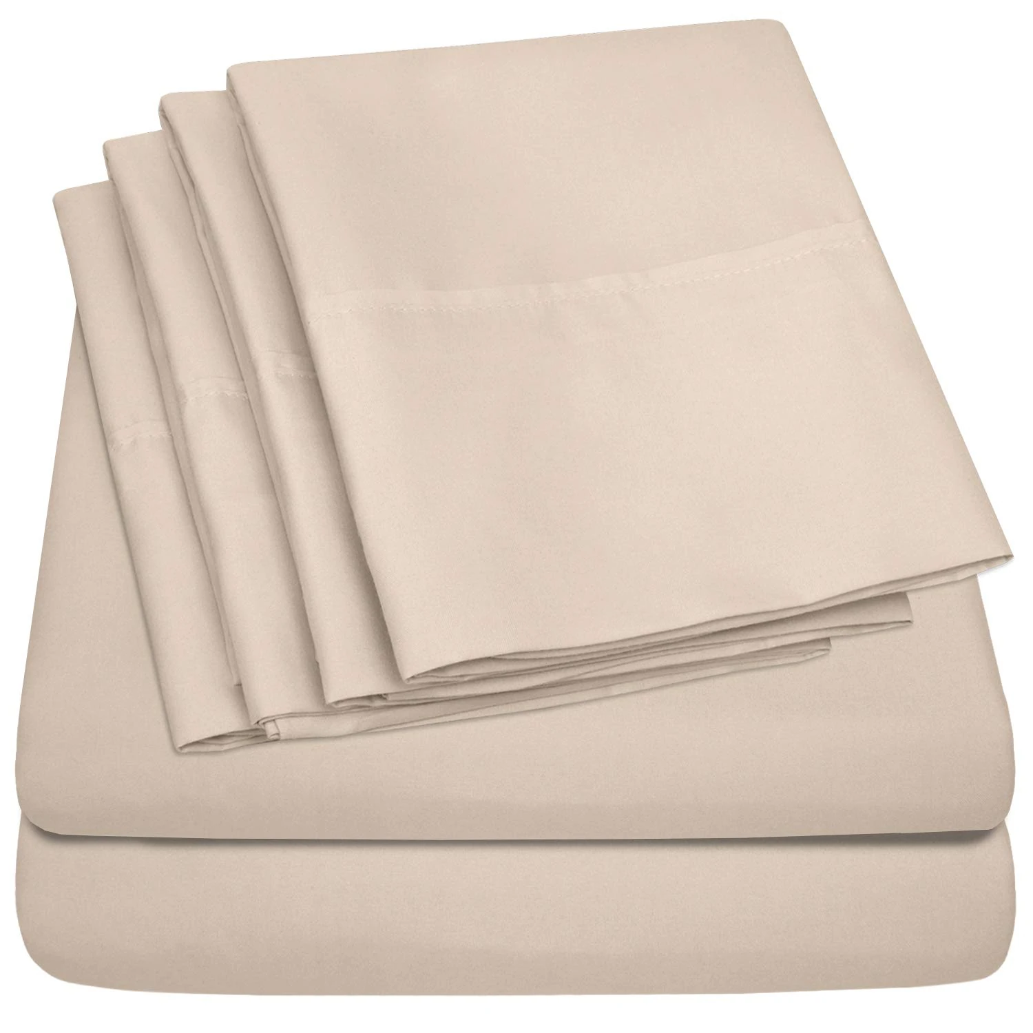 Sweet Home Collection Full Size Bed Sheets - 6 Piece 1500 Thread Count Fine Brushed Microfiber Deep Pocket Set - Extra Pillow Cases, Great Value, Beige, Full (Pack of 12)