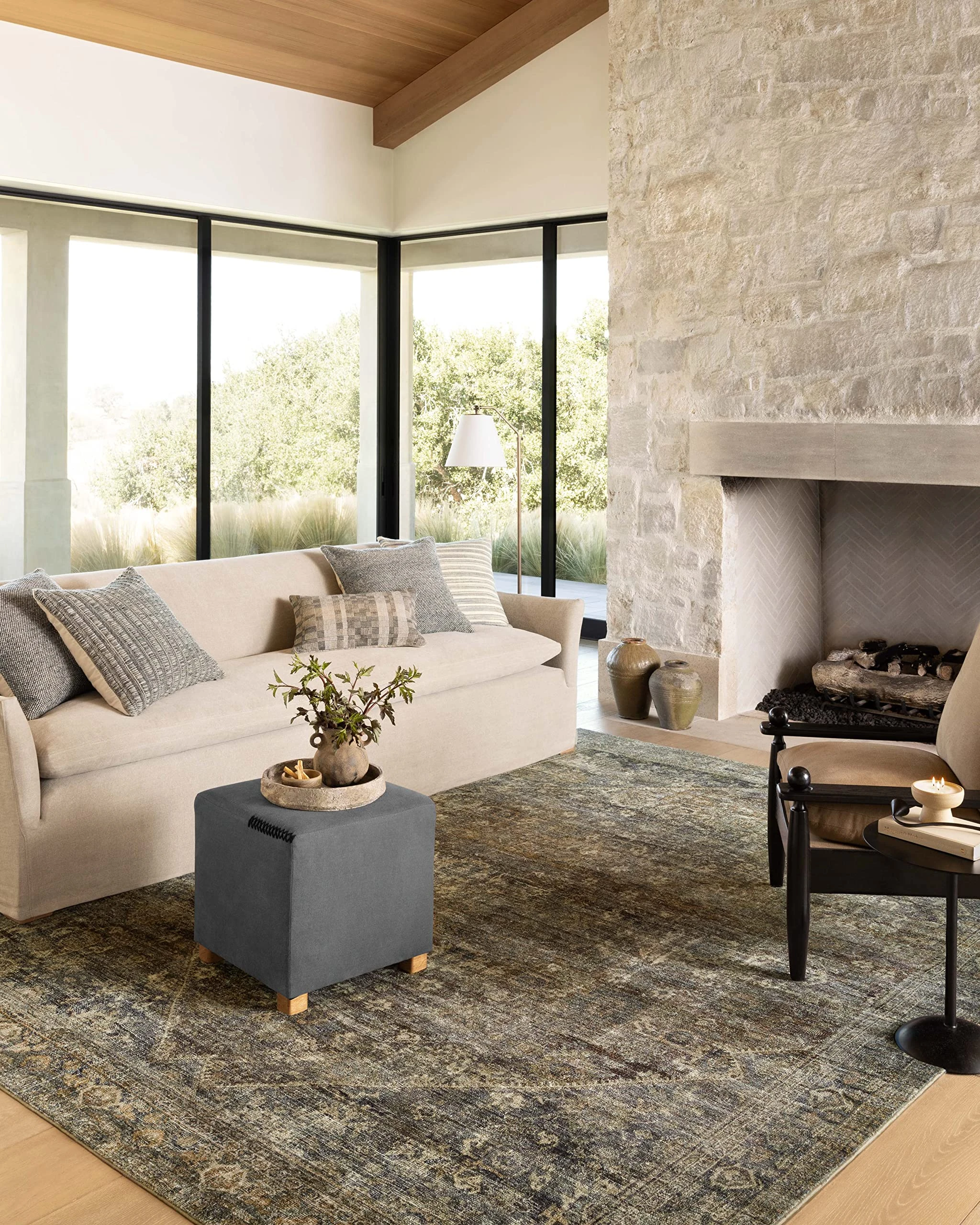 Loloi Amber Lewis Morgan 5'-0" x 7'-0" Area Rug in Spice/Lagoon - Large Area Rug, Neutral Area Rug for Room Décor, Vintage Rug Inspired, Soft Area Rug for Living Room, Bedroom, Dining Area