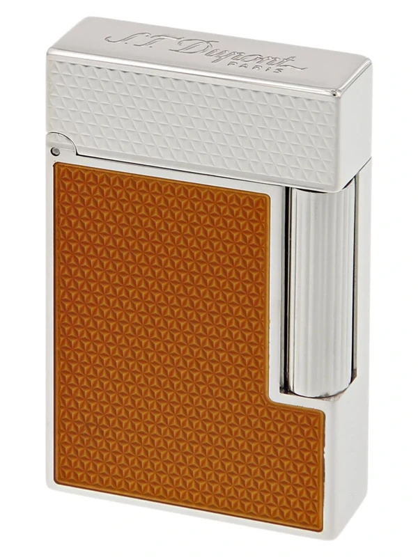 S.T.Dupont Line 2 Orange Guilloche Lighter - Palladium Trim