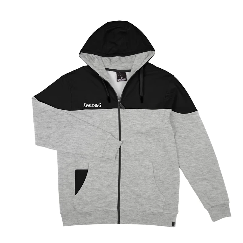 Spalding - Wireless hoodie with zip - grey melange/black - 80% cotton - sports sweatshirt - size S - Image 1
