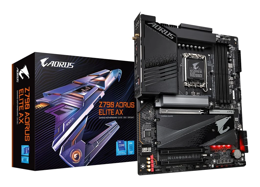 Gigabyte Z790 AORUS ELITE AX Motherboard - Supports Intel Core 14th CPUs, 16*+2+１ Phases Digital VRM, up to 7600MHz DDR5 (OC), 4xPCIe 4.0 M.2, Wi-Fi 6E, 2.5GbE LAN, USB 3.2 Gen 2x2