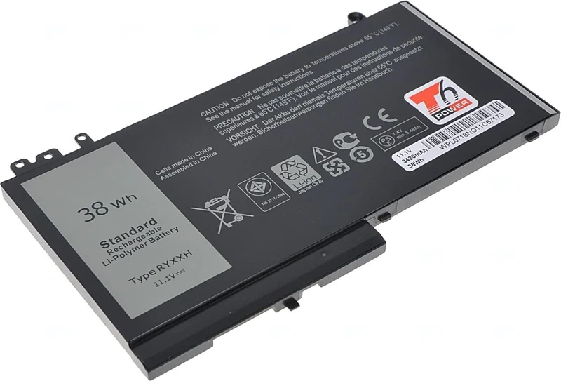T6 Power Battery for Dell Latitude E5250, E5450, E5550, 3420mAh, 38Wh, 3cell, Li-pol