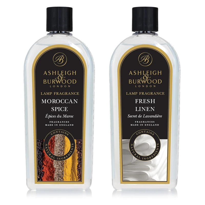 ASHLEIGH & BURWOOD - Lamp Fragrance 1000ml / 1 litre (Moroccan Spice) & ASHLEIGH & BURWOOD - Lamp Fragrance 1000ml / 1 litre (Fresh Linen) - Image 1
