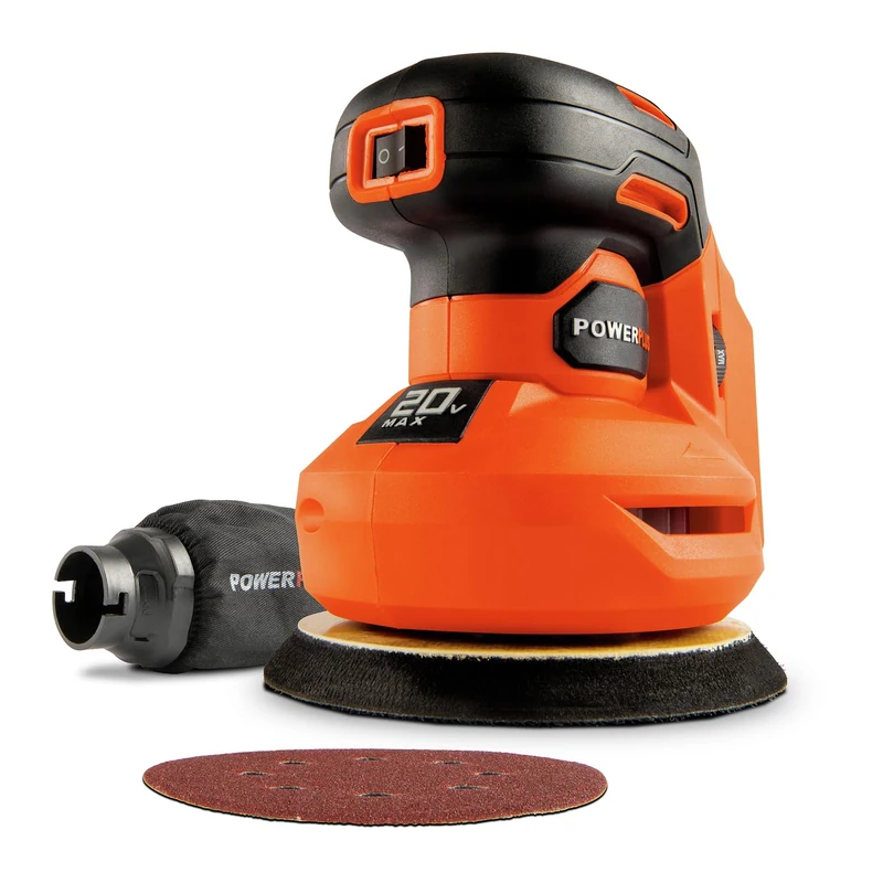 Powerplus Dual Power POWDP50400 20V Cordless Eccentric Sander - Sandpaper 125mm, 24000min-1 - with 1 Dust Bag and 1 Sheet of Sandpaper - Without Battery or Charger