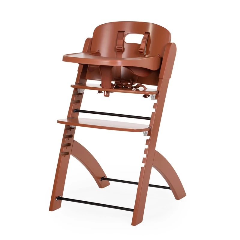 CHILDHOME, Evolutive Baby High Chair : from 6 Months to 85KG, Tablet Included, Beechwood, Cradle, Safety Harness 5 Points, Invisible Screws, Evosit Rust