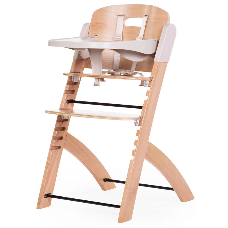 CHILDHOME, Evolutive Baby High Chair : from 6 Months to 85KG, Tablet Included, Beechwood, Cradle, Safety Harness 5 Points, Invisible Screws, Evosit Natural Beige