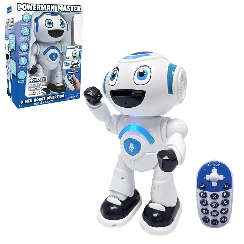 LEXIBOOK, Powerman Master, Inteligente e Interactivo Que lê no brinquedo Mental para crianças Que dançam Testes de Música de Animais Stem Programável Controle Remoto Boy Robô Júnior, ROB25ES