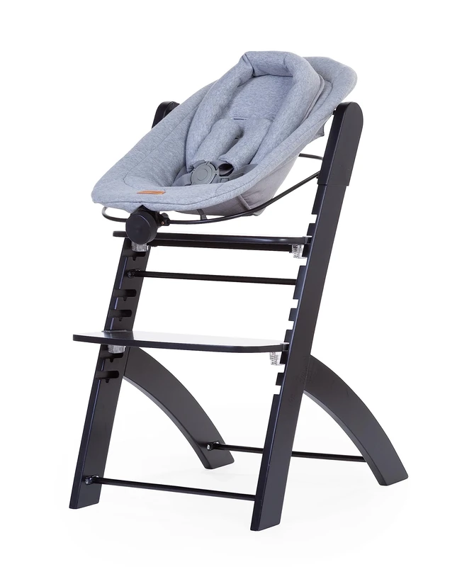 CHILDHOME, Baby Bouncer Compatible with Childhome Evosit high Chair, from Birth, Up to 6 Months, Several Reclinations, Harness 5 Points, Jersey 100% Cotton Oekotex, Black