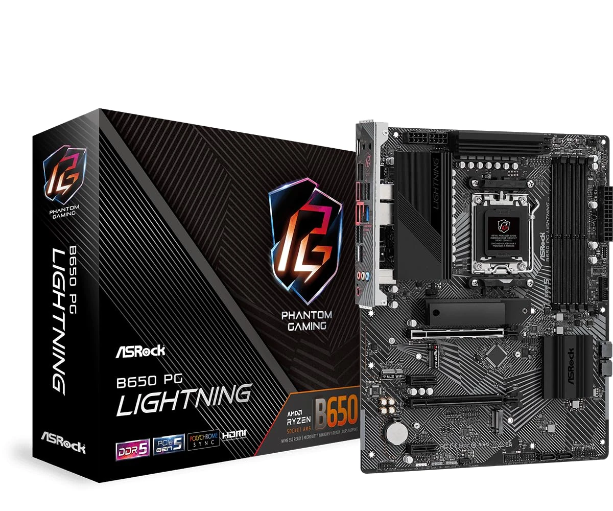 ASROCK B650 PG LIGHTNING, AM5, ATX, 4 DDR5, 3 M.2, 4 SATA, HDMI