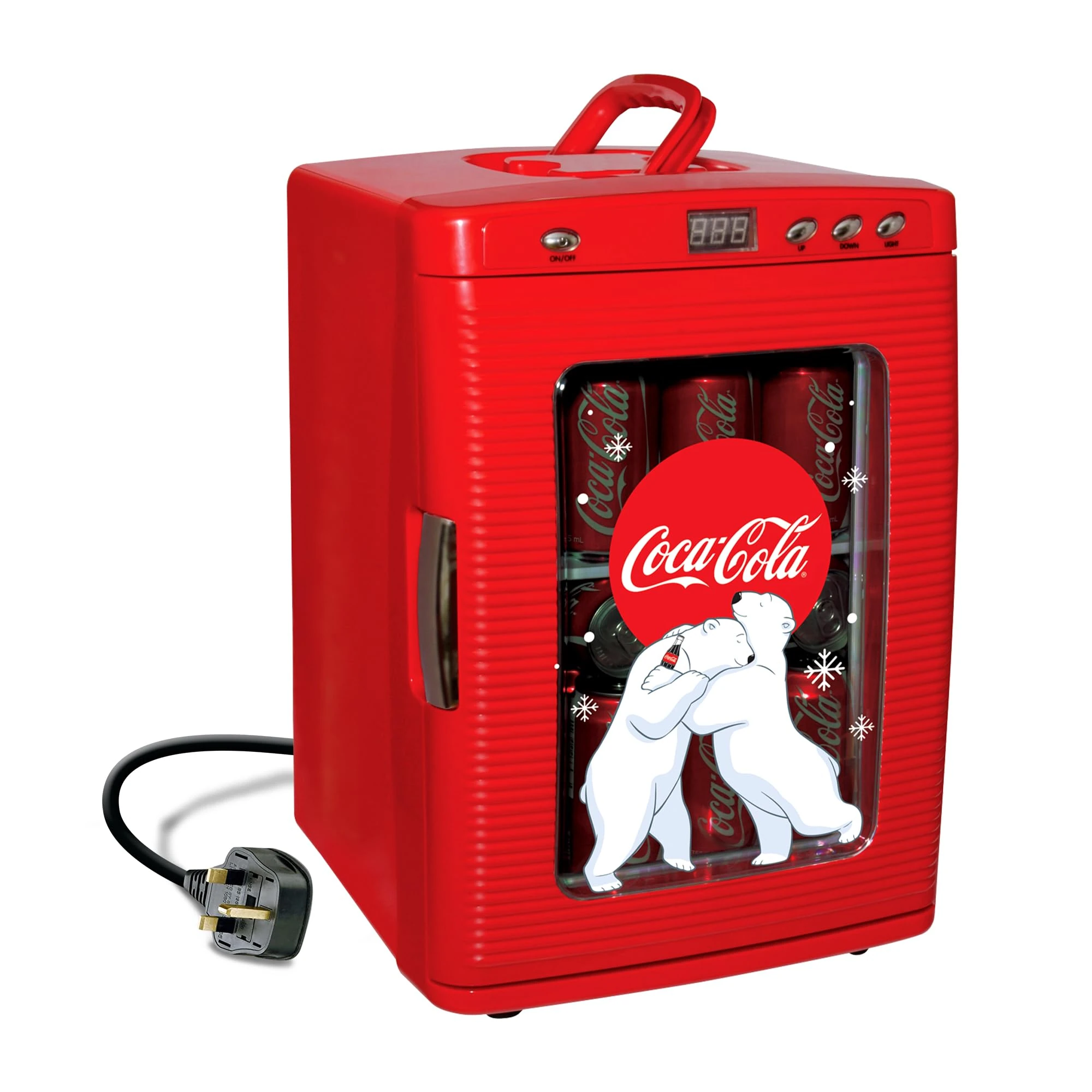 Koolatron Coca Cola Mini Fridge - Refrigerator for Bedroom Skincare Office, Portable Table Top Beverage Cooler, 12V 220V Refrigerador For Drinks, Soda, Wines, Use In Car, Outdoor, Patio, 28 Can