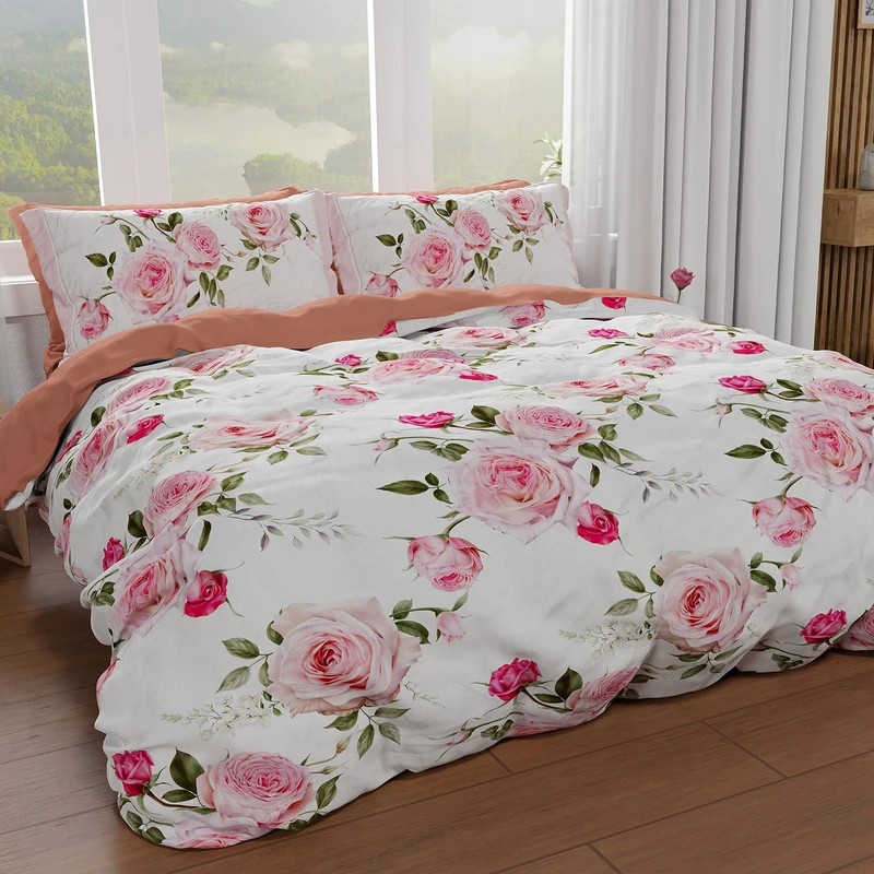 PETTI Artigiani Italiani - Double Duvet Cover and Pillowcases, 100% Made in Italy, Floral