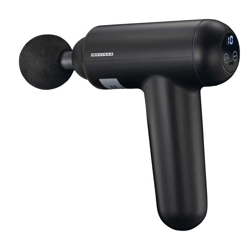 Melissa 16770048 LCD Massage Gun Massage Gun with 4 Handles, Black