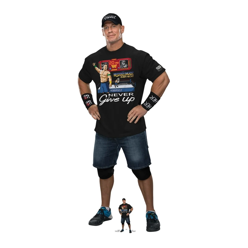 Star Cutouts SC4158 WWE John Cena Black Outfit Never Give Up Lifesize Cardboard Cutout with Mini – Wrestling Party Decoration, Event Display & Collector Gift