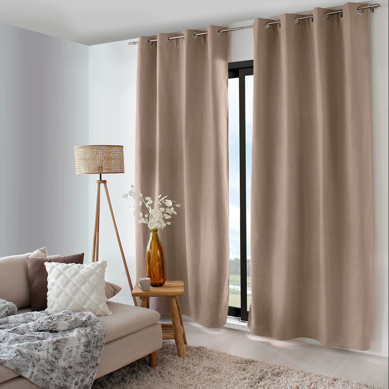 ED Enjoy Home - Curtain - Polyester - 135 x 240 cm - Natural - Nordica Collection - Ready to Hang - Washable at 30 °C - For All Rooms - Bedding - Curtains