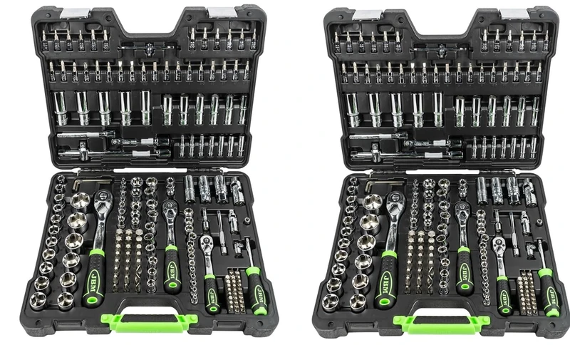 ESTUCHE DE HERRAMIENTAS DE 179 PIEZAS CON VASOS HEXAGONALES CROMADO