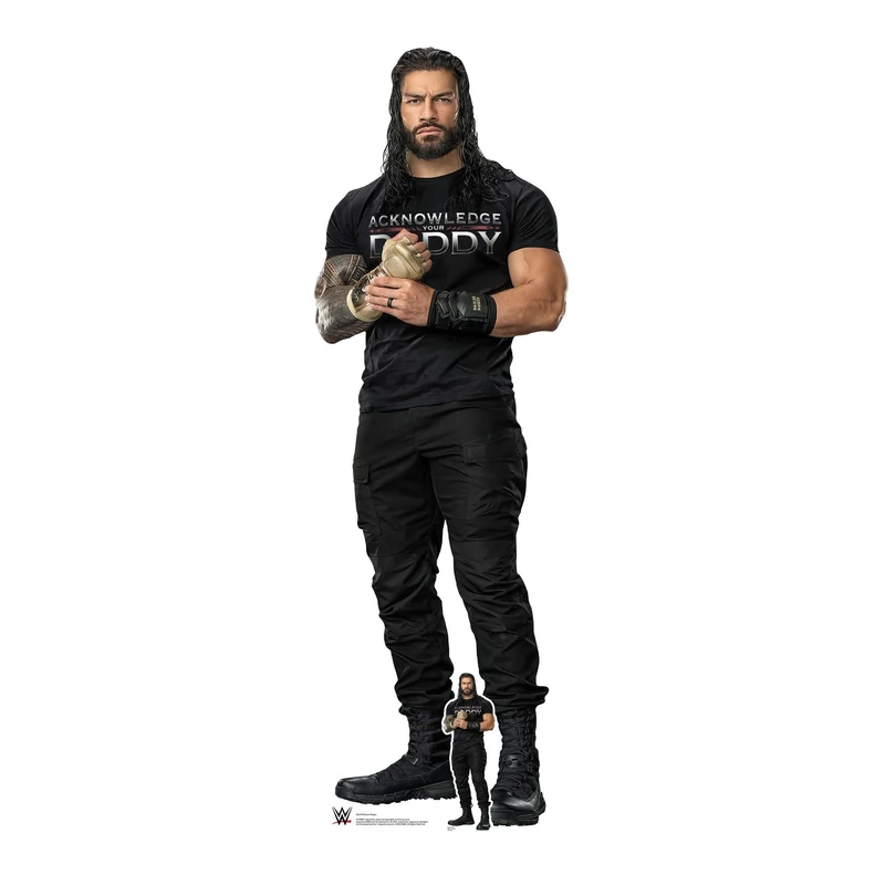 Star Cutouts SC4159 WWE Roman Reigns Black Outfit Tribal Chief Lifesize Cardboard Cutout with Mini – Wrestling Party Decoration, Event Display & Collector Gift