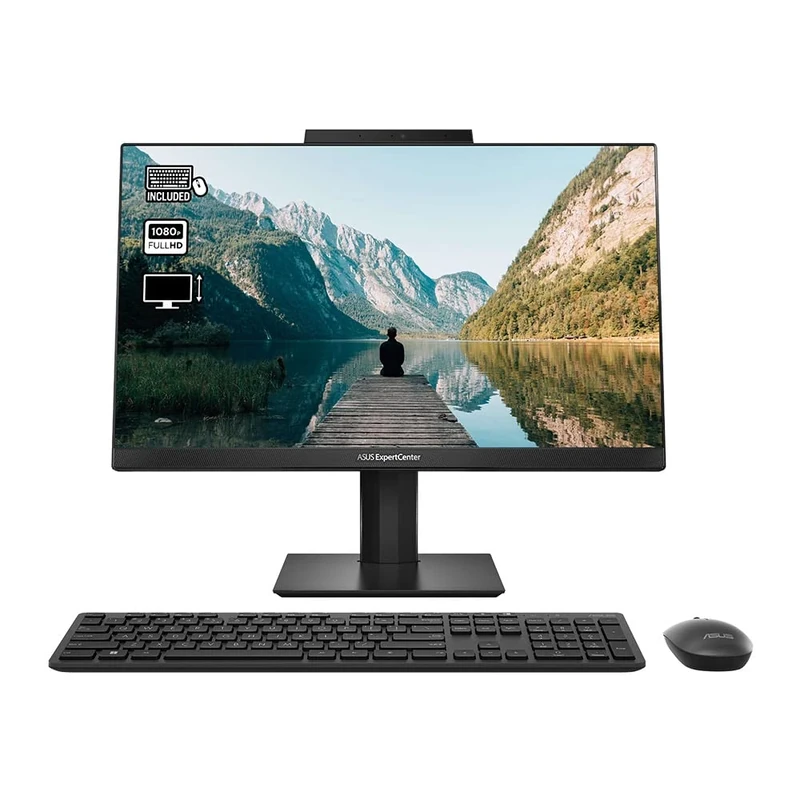 ASUS ExpertCenter E5 21.5” Full HD All-in-One PC with Wireless Keyboard and Mouse (Intel i3-11100B, 8GB RAM, 256GB PCIe SSD, Windows 11) Height & tilt adjustable screen