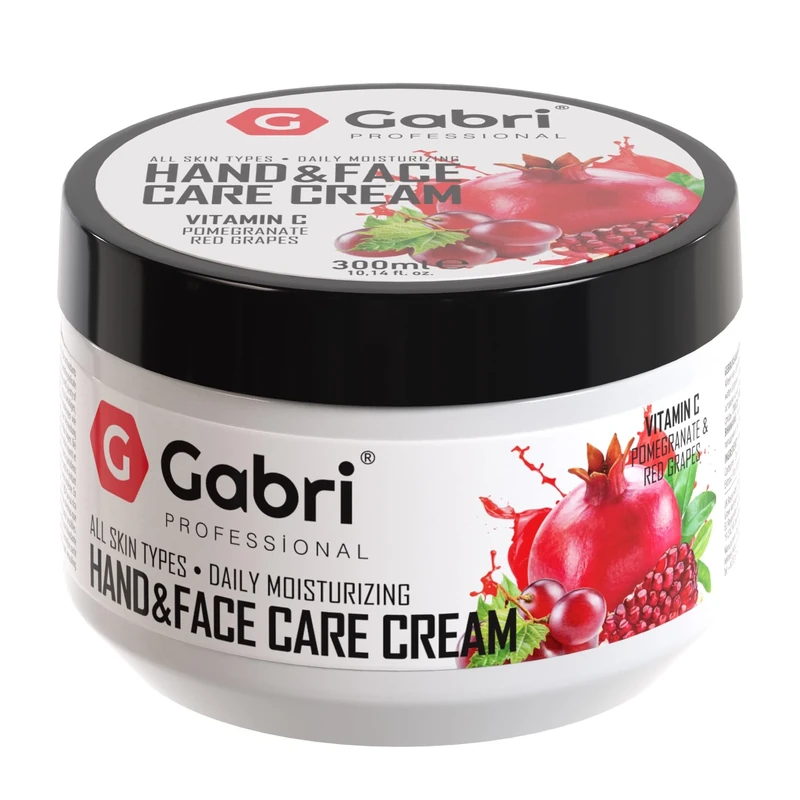 Gabri Hand & Face Care Cream 2in1 300ml | Instantly Boosts Moisture Levels, Creates a Protective Layer & Prevents Moisture Loss | Daily Moisturising for All Skin Types (Pomegranate & Grapes)