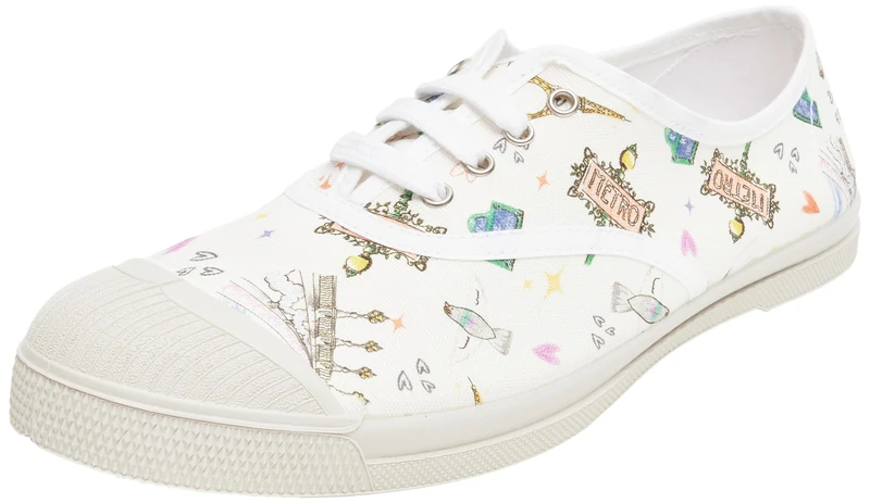 Bensimon Women's Shoelaces Sneaker, Paris Print, 6 UK