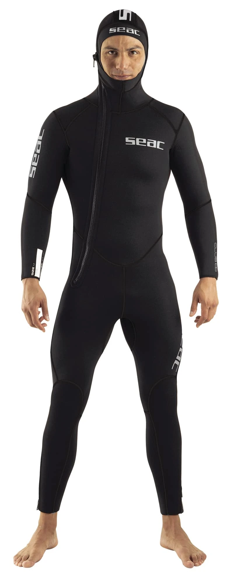Seac Club Man, 5 mm neoprene suit with integrated hood and Powertex protections in the shoulders, knees and lower back