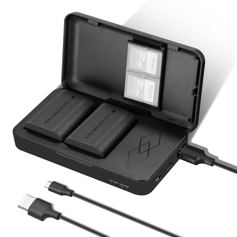 NEEWER Replacement Battery and Charger Set for LP-E6 LP-E6N, Compatible with Canon 5D Mark II III 5D Mark IV 6D Mark II 7D Mark II 70D 80D 90D, 2 Pack 2000 mAh Batteries and Dual Channel USB Charger