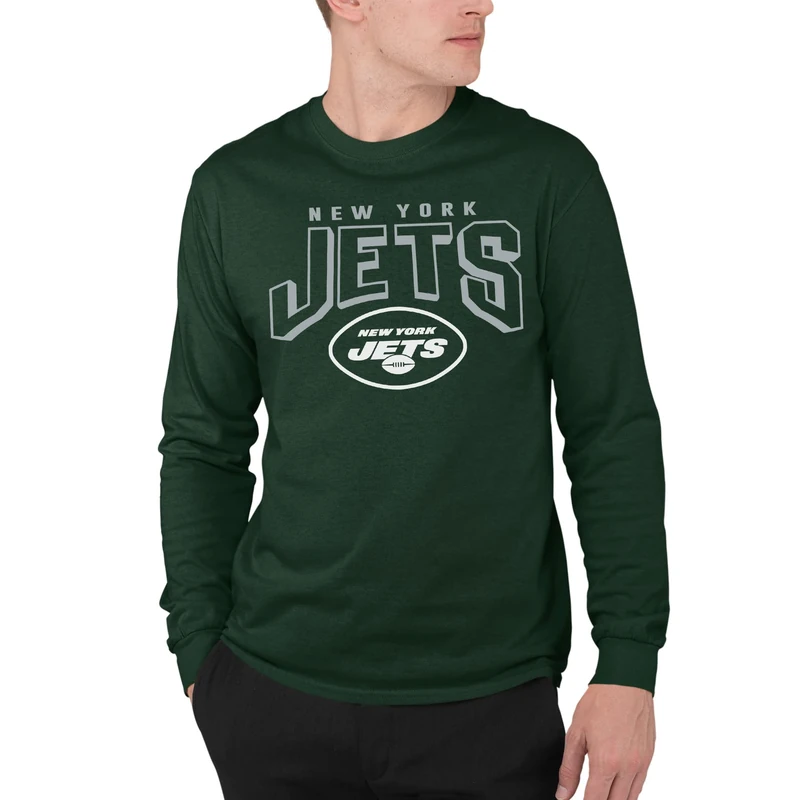 Junk Food Clothing x NFL - New York Jets - Bold Logo - Men's and Women's Long Sleeve Fan Shirt - Size Large