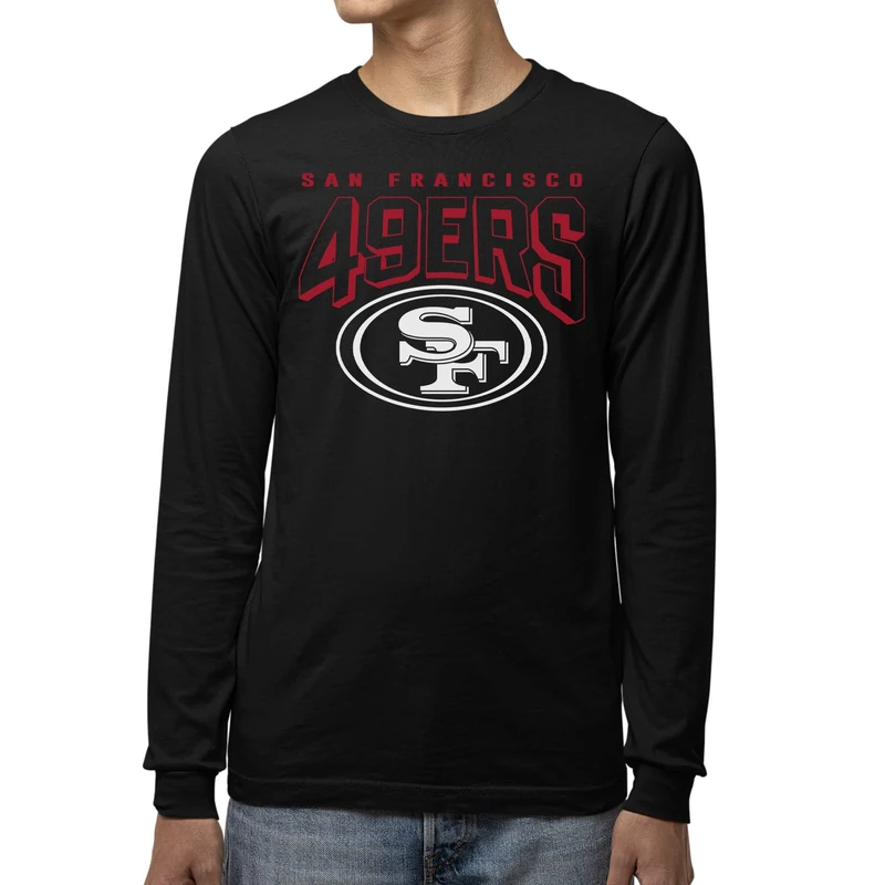 Junk Food Clothing x NFL - San Francisco 49ers - Bold Logo - Men's and Women's Long Sleeve Fan Shirt - Size Large