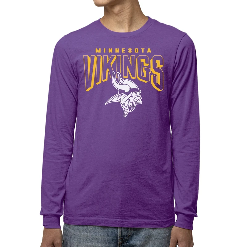 Junk Food Clothing x NFL - Minnesota Vikings - Bold Logo - Men's and Women's Long Sleeve Fan Shirt - Size Large