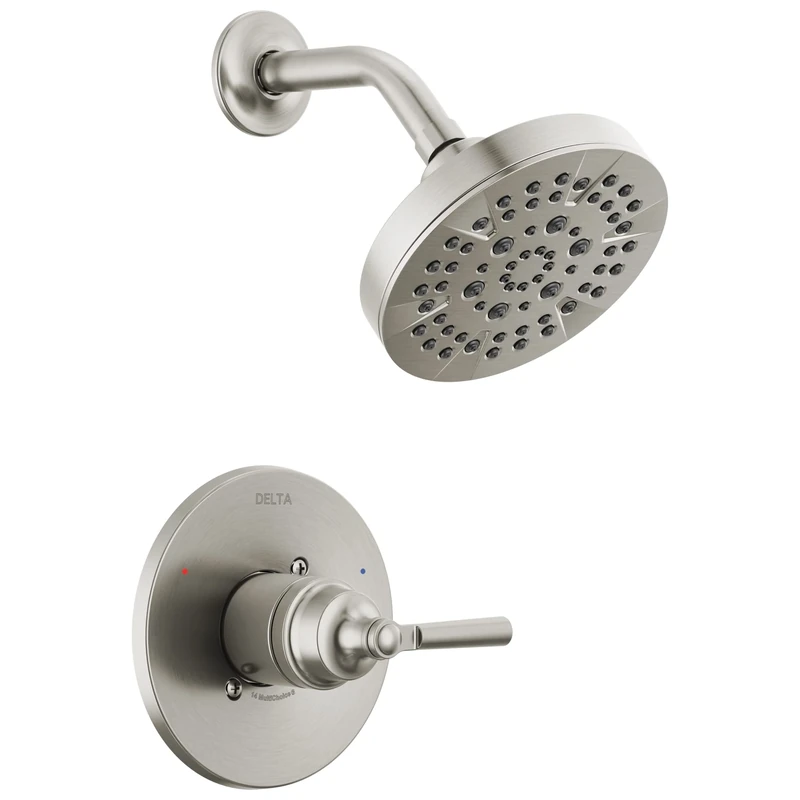 Delta Faucet Saylor 14 Series Brushed Nickel Shower Valve Trim Kit, Delta Shower System, Shower Faucet Set, Shower Fixture, Shower Head and Handle Set, Stainless T14235-SS (Valve Not Included)