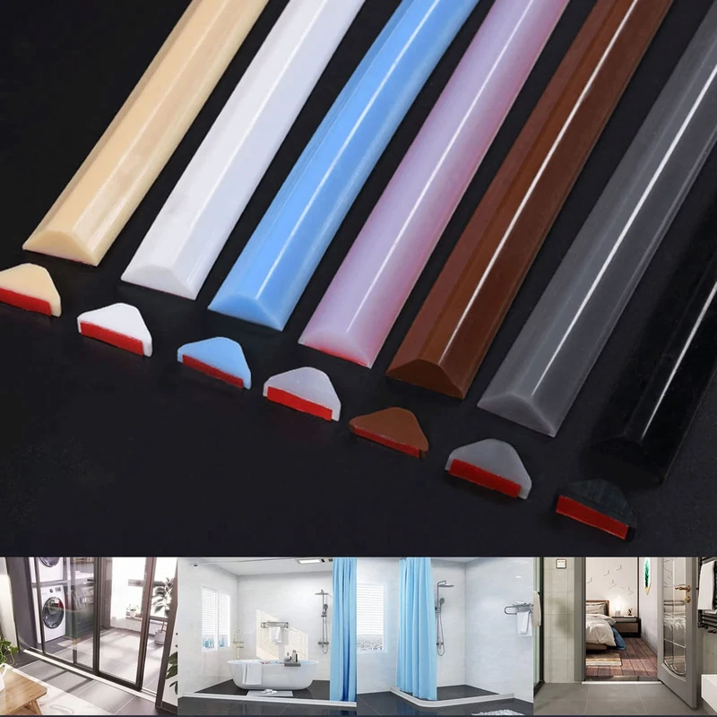 ZQUAL 50-400CM Soft Silicone Wet Room Bathroom Floor Seal Waterproof Self-Adhesive And Bendable Waterproof Strip Bendable Waterproof Shower Water Blocking Strips For Wet And Dry Separation