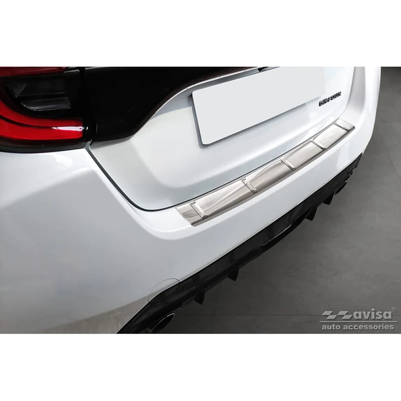 Avisa Stainless Steel Rear bumper protector compatible with Toyota Yaris IV 'GR' 2020- 'Ribs'