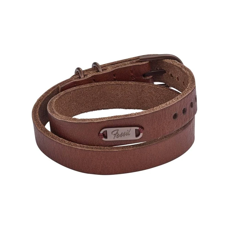 Fossil Bracelet for Men, Heritage Double Wrap Leather Strap Bracelet, Length: 450mm, Width: 17mm